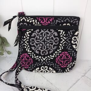 Vera Bradley Crossbody Canterberry Magenta Hipster Handbag Black Pink Grey EUC